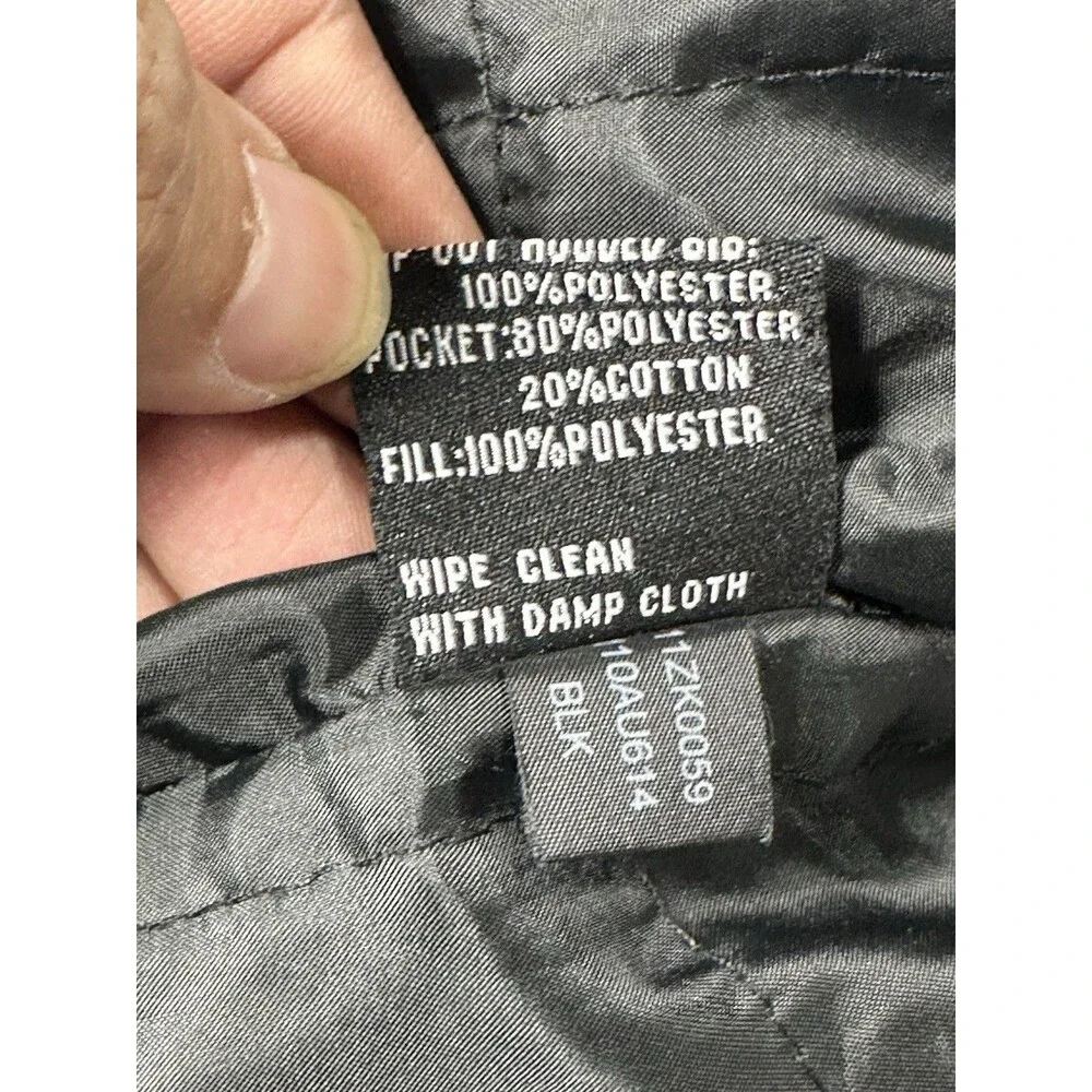 GUESS Men's Faux Leather Moto Biker Jacket Black Size Medium M Quilted Lining